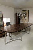 X Exceptional , extending, Merrow Associates Rosewood and Chrome Dinning Table Designed by Richard Young.