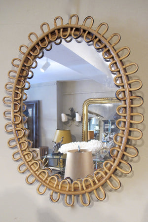 X Set of 5 1950s italian rattan Mirrors