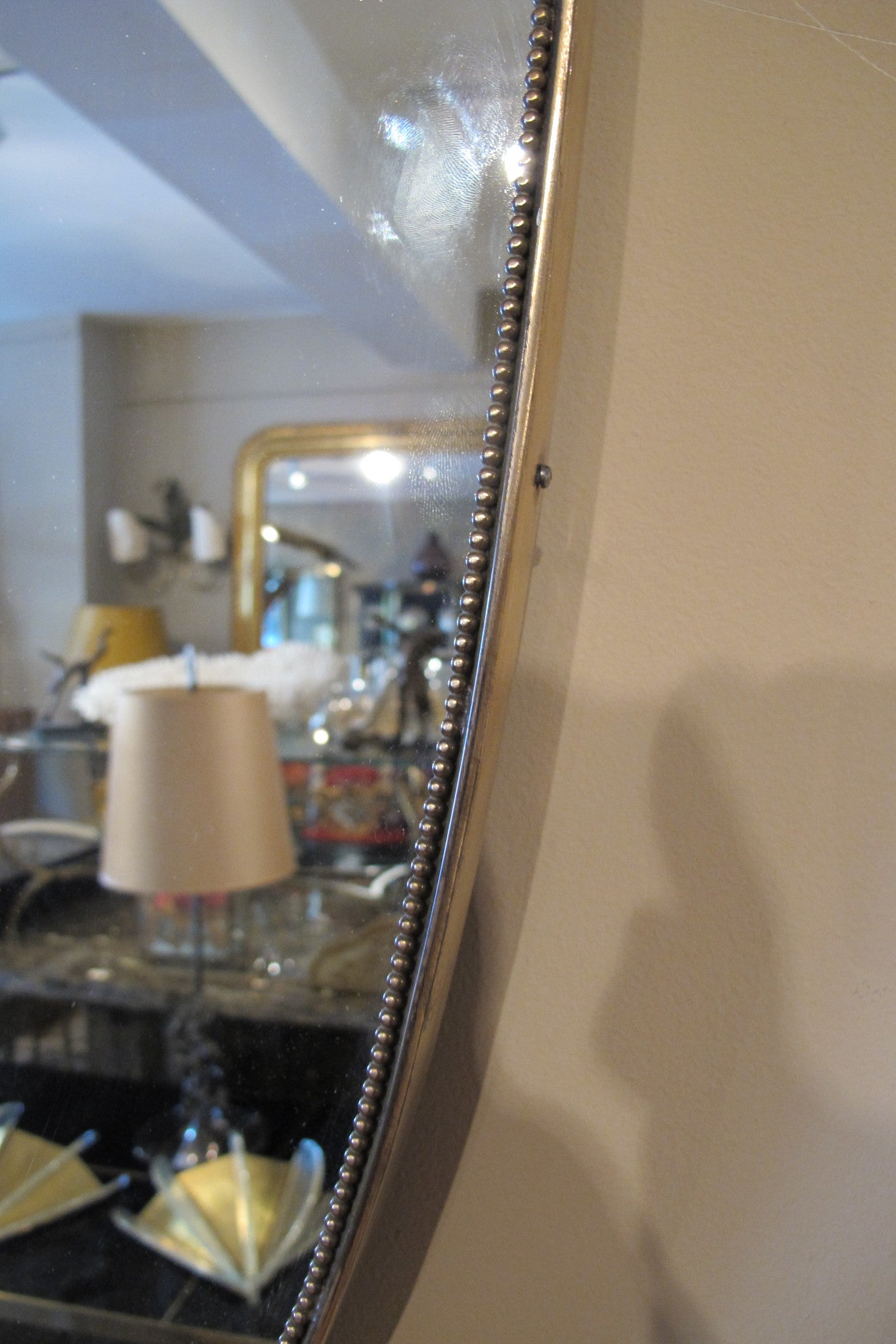 X 1950s Italian brass framed wall mirror