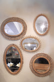 X Set of 5 1950s italian rattan Mirrors