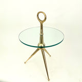 Solid turned brass Italian ' sputnik ' side table .