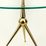 Solid turned brass Italian ' sputnik ' side table .