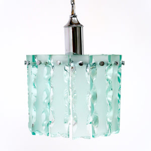Large vintage italian  pendant light with "chiselled" edges.