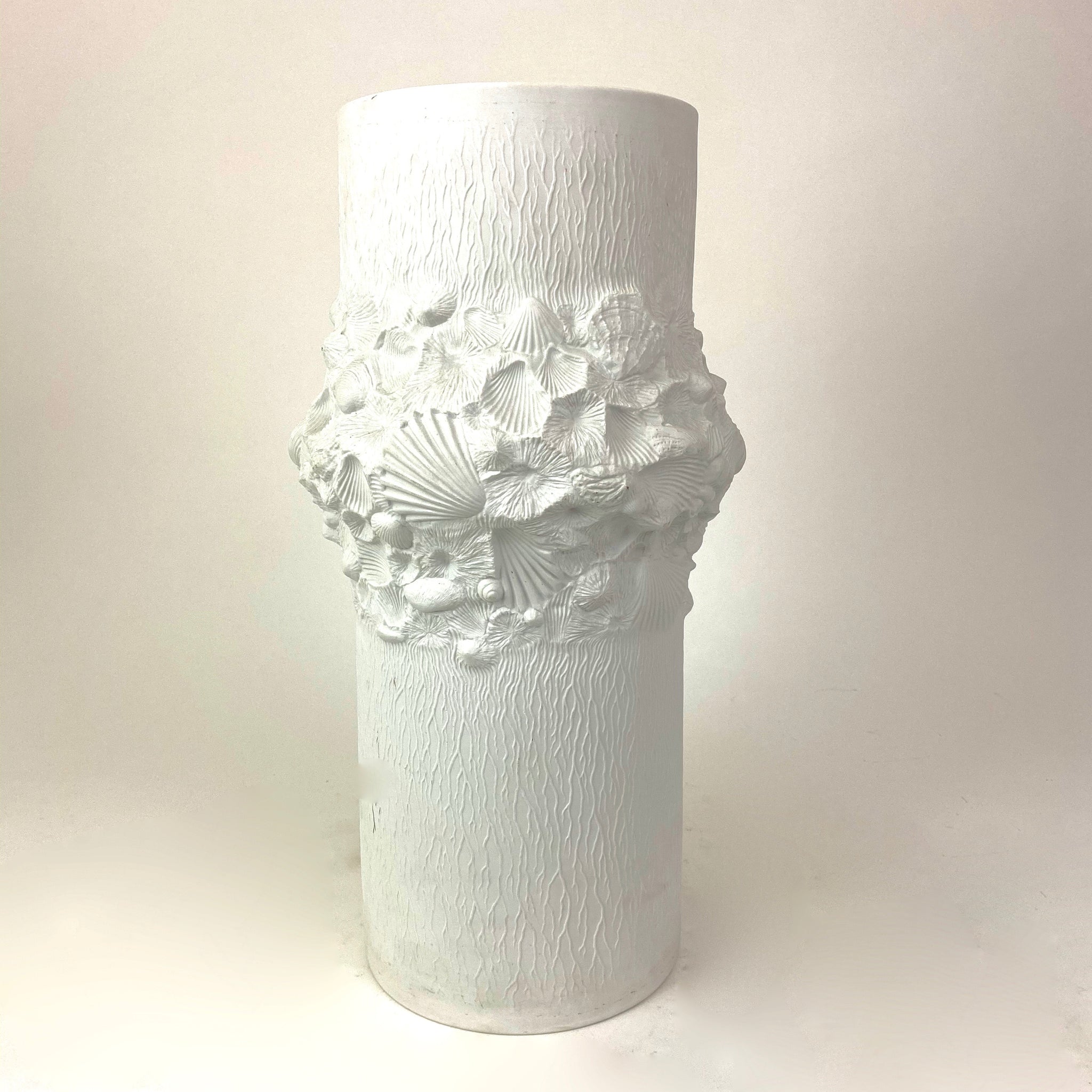 Large circular german bisque ceramic vase circa 1960