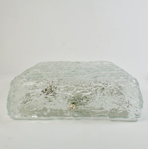 Large 1970's, square "ice" glass ceiling or wall light .