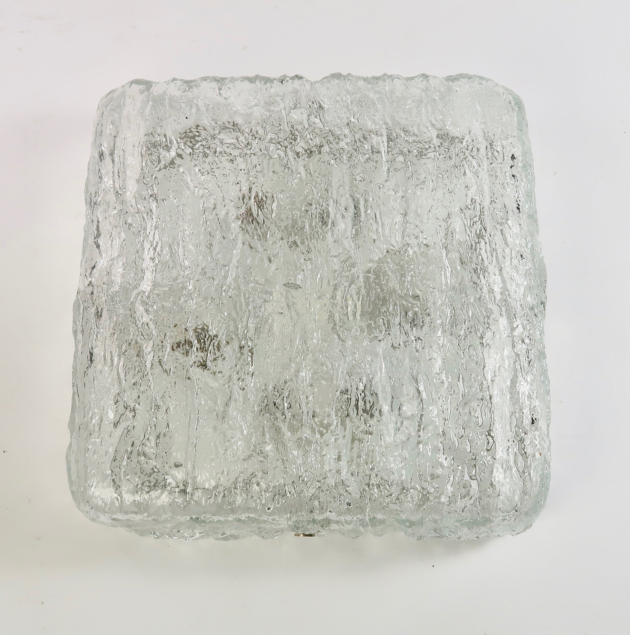Large 1970's, square "ice" glass ceiling or wall light .