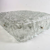 Large 1970's, square "ice" glass ceiling or wall light .