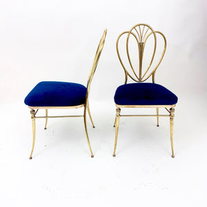 Very stylish set of 4 vintage brass dinning chairs .