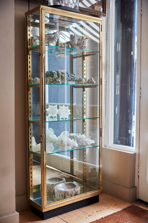 French brass display cabinet with mirrored back circa 1900