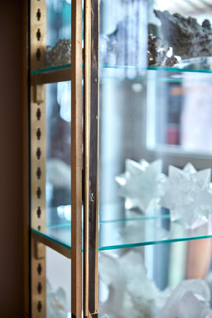 French brass display cabinet with mirrored back circa 1900