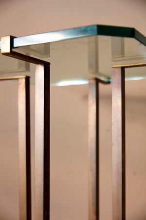 Peter Ghyczy  bronze and glass stand circa 1970 .