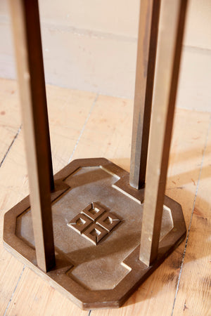 Peter Ghyczy  bronze and glass stand circa 1970 .