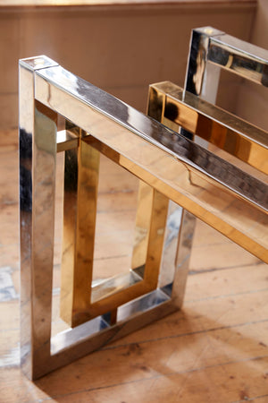 1970's chrome and gold centre table attributed to Romeo Rega .