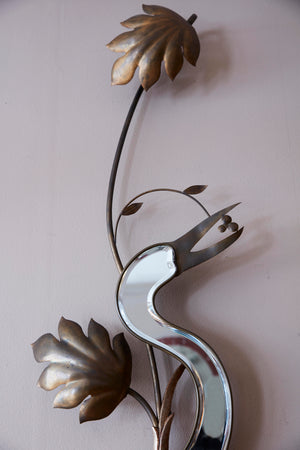 Mirror in the form of a flamingo with lights french circa 1970