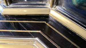 X Stunning Ebonised Brass and Rosewood Antique Breakfront Vitrine