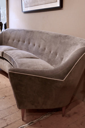 X Curved 1950s italian sofa recovered in Linwood velvet