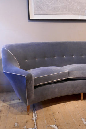 X Curved 1950s italian sofa recovered in Linwood velvet