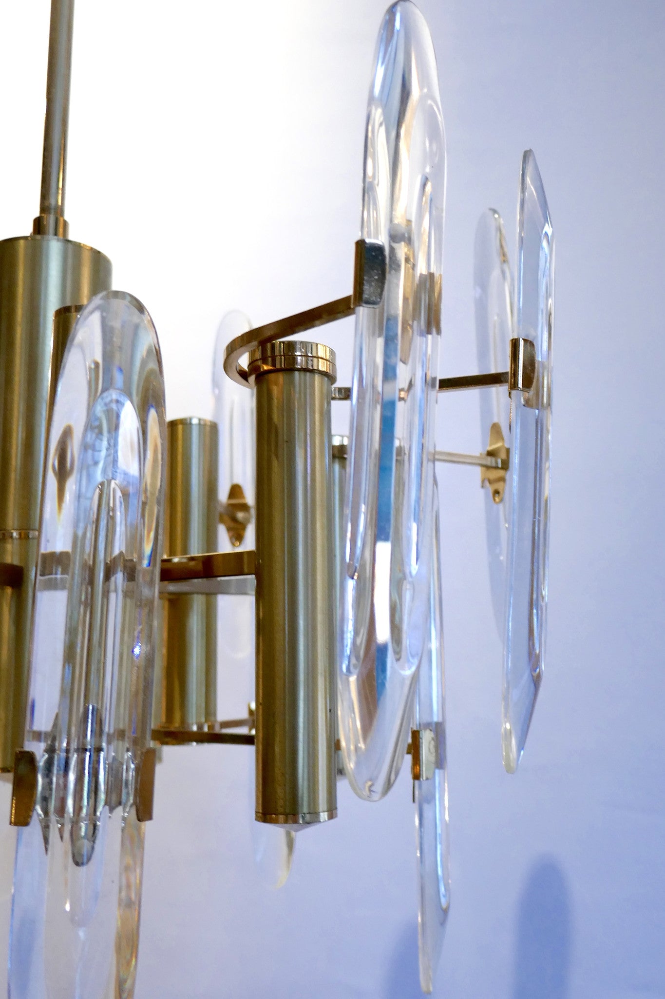 X 1970's Nine-Light gold-plated Chandelier by Gaetano Sciolari