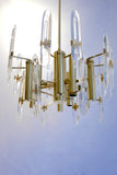 X 1970's Nine-Light gold-plated Chandelier by Gaetano Sciolari