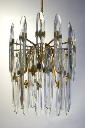 X 1970's Three-Light gold-plated Chandelier by Gaetano Sciolari