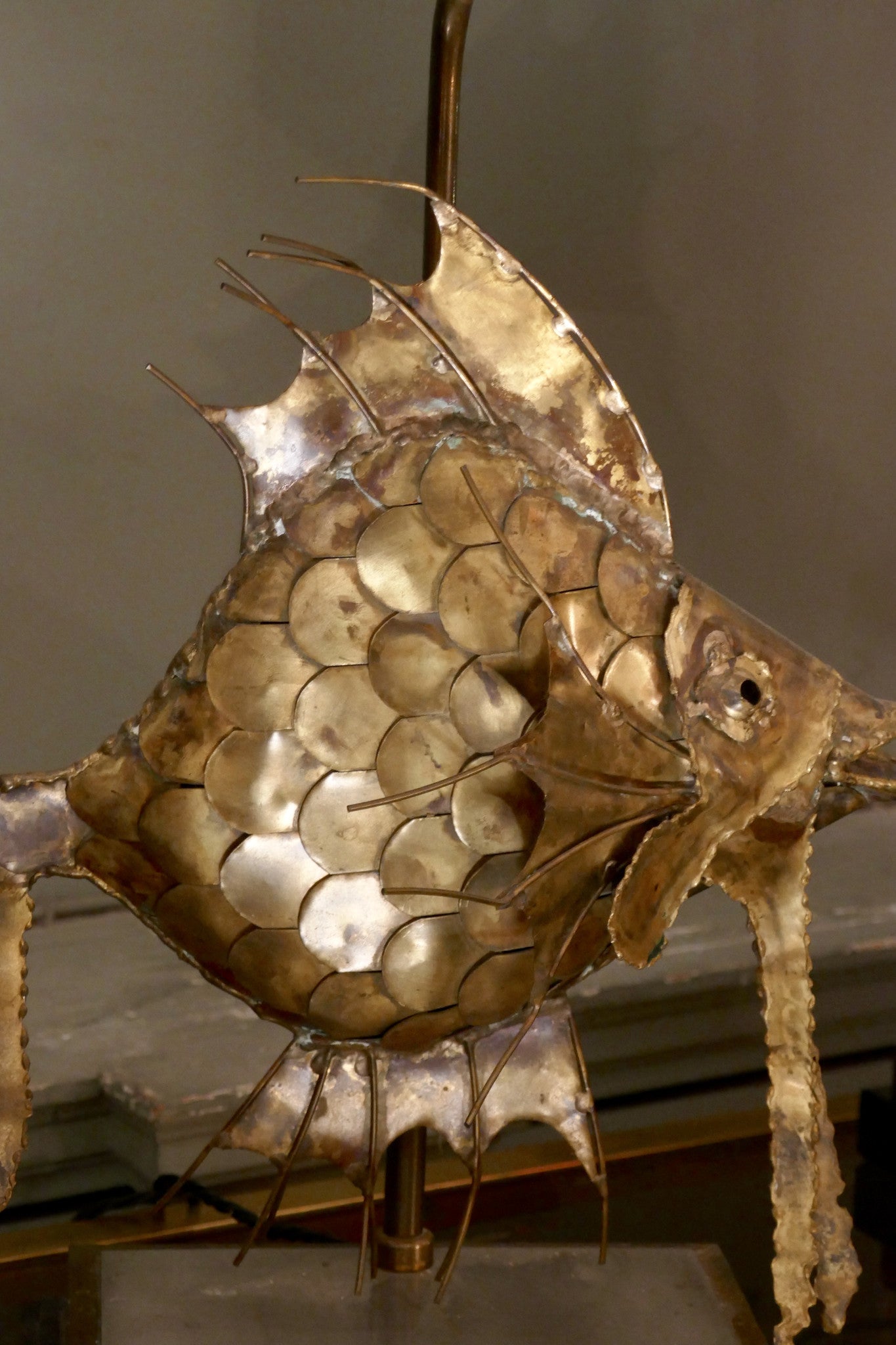 X Pair of Brass Fish Table Lamps