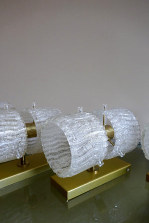 X Set of Four Glass and Brass Wall Lights