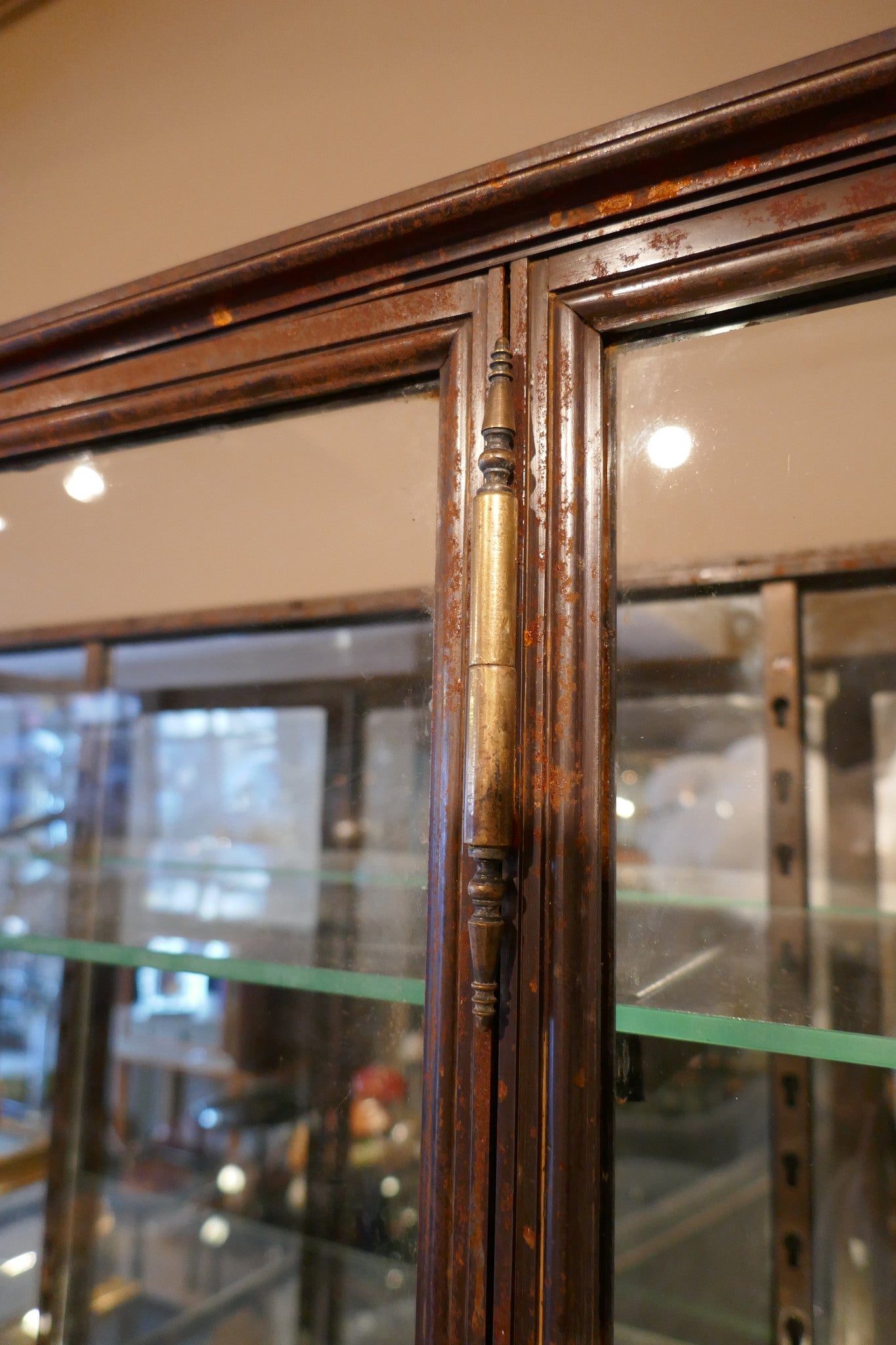 French early twentieth century, glazed  display cabinet  in steel.