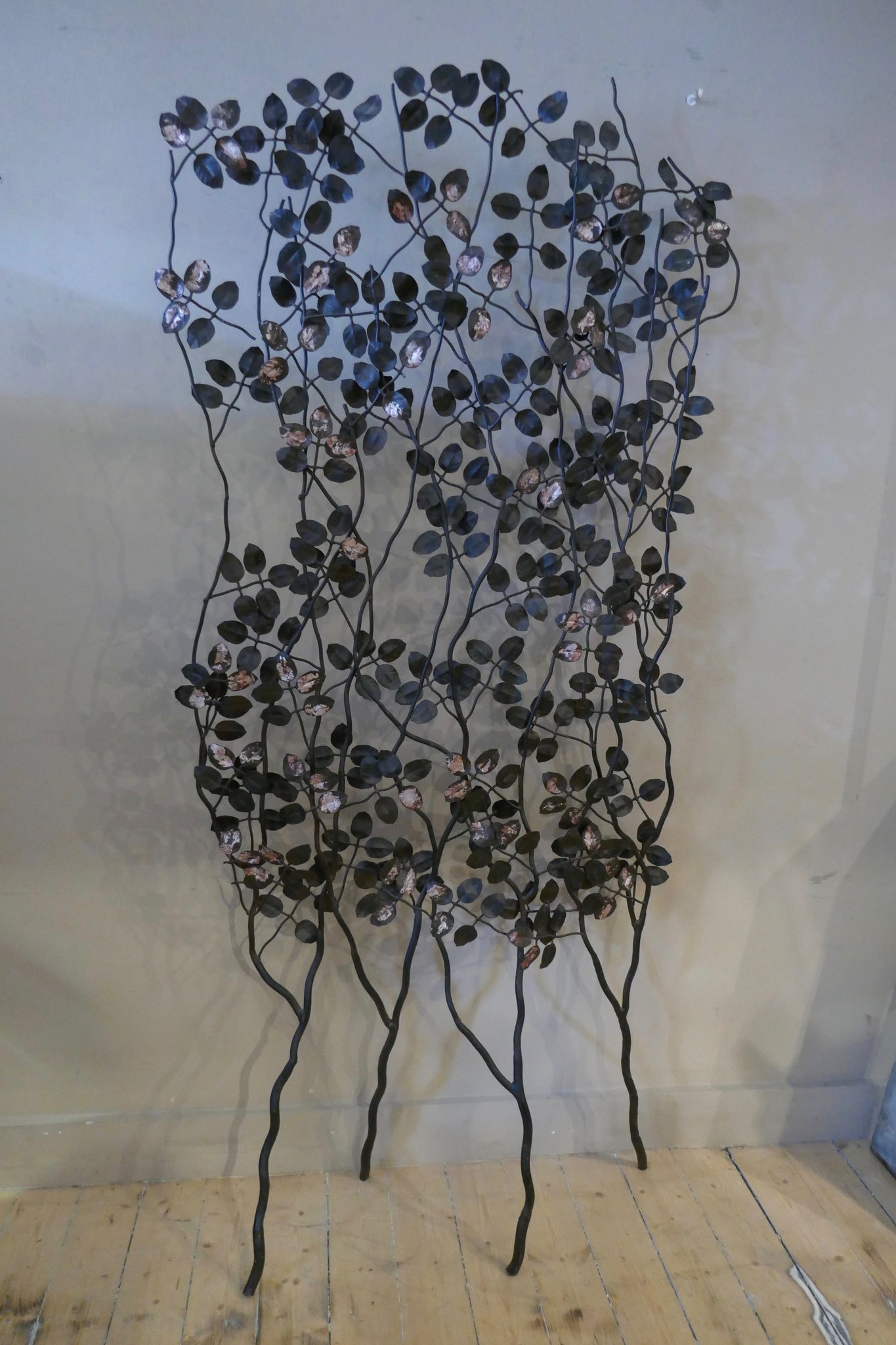 Pair of highly decorative Italian wrought iron room dividers .