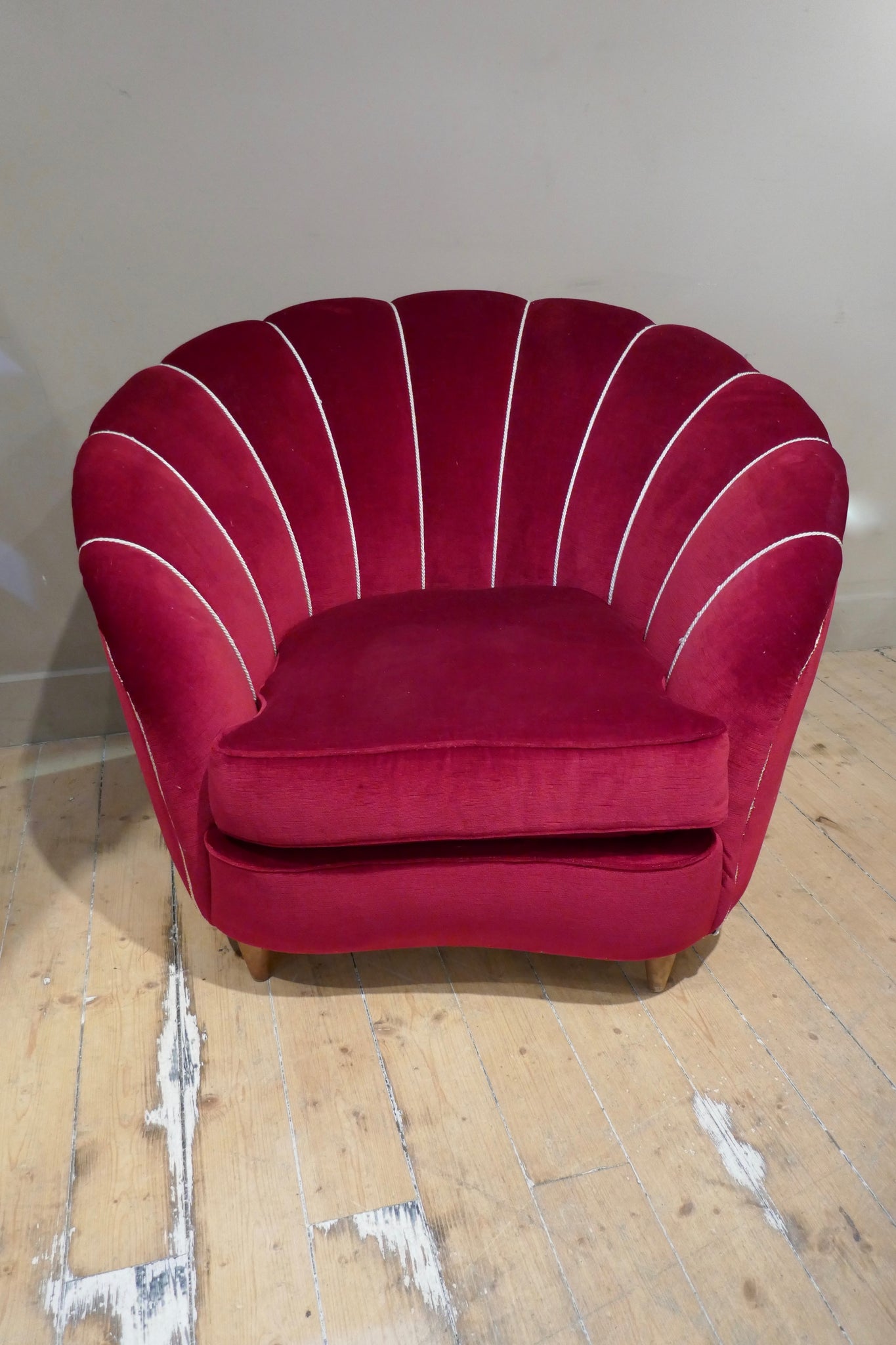 Pair of highly decorative Italian 'Shell' mid century tub chairs of ample proportions .