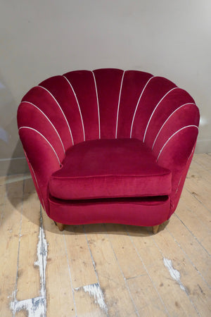 Pair of highly decorative Italian 'Shell' mid century tub chairs of ample proportions .