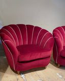 Pair of highly decorative Italian 'Shell' mid century tub chairs of ample proportions .