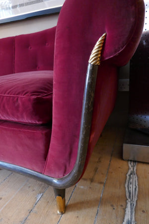 Highly decorative Guglielmo Ulrich 3 seater sofa circa 1940 . With gilt bronze embelishments.