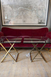 Fine quality bronze and steel side tables with plate glass tops . French circa 1970