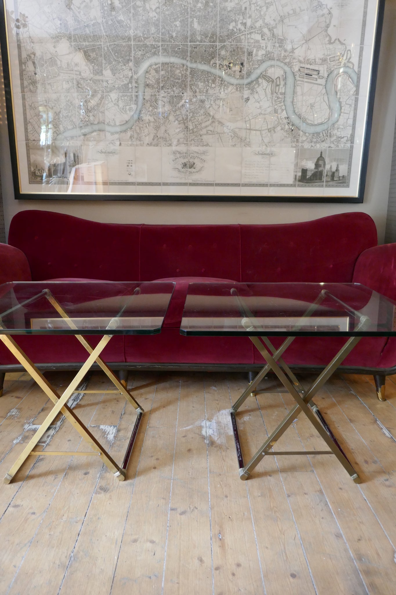 Fine quality bronze and steel side tables with plate glass tops . French circa 1970
