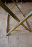 Fine quality bronze and steel side tables with plate glass tops . French circa 1970
