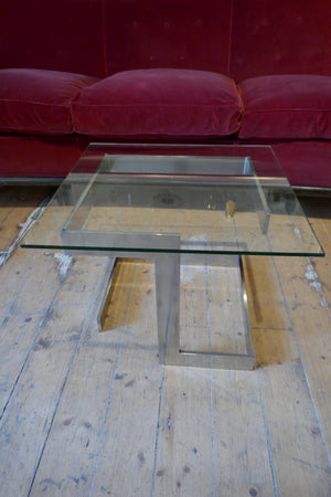 Unusual french steel geometric side table circa 1970.