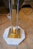 Decorative pair of 1970's chrome and gold Italian uplighters with octagonal marble bases