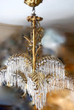 Gilt bronze Viennese palm chandelier circa 1900 designed by Joseph Hoffman and manufactured by Balkalowits . With decorative original chain and ceiling plate.