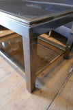 Pair of 1970's chrome and gold side tables in the manner of Willy Rizzo.