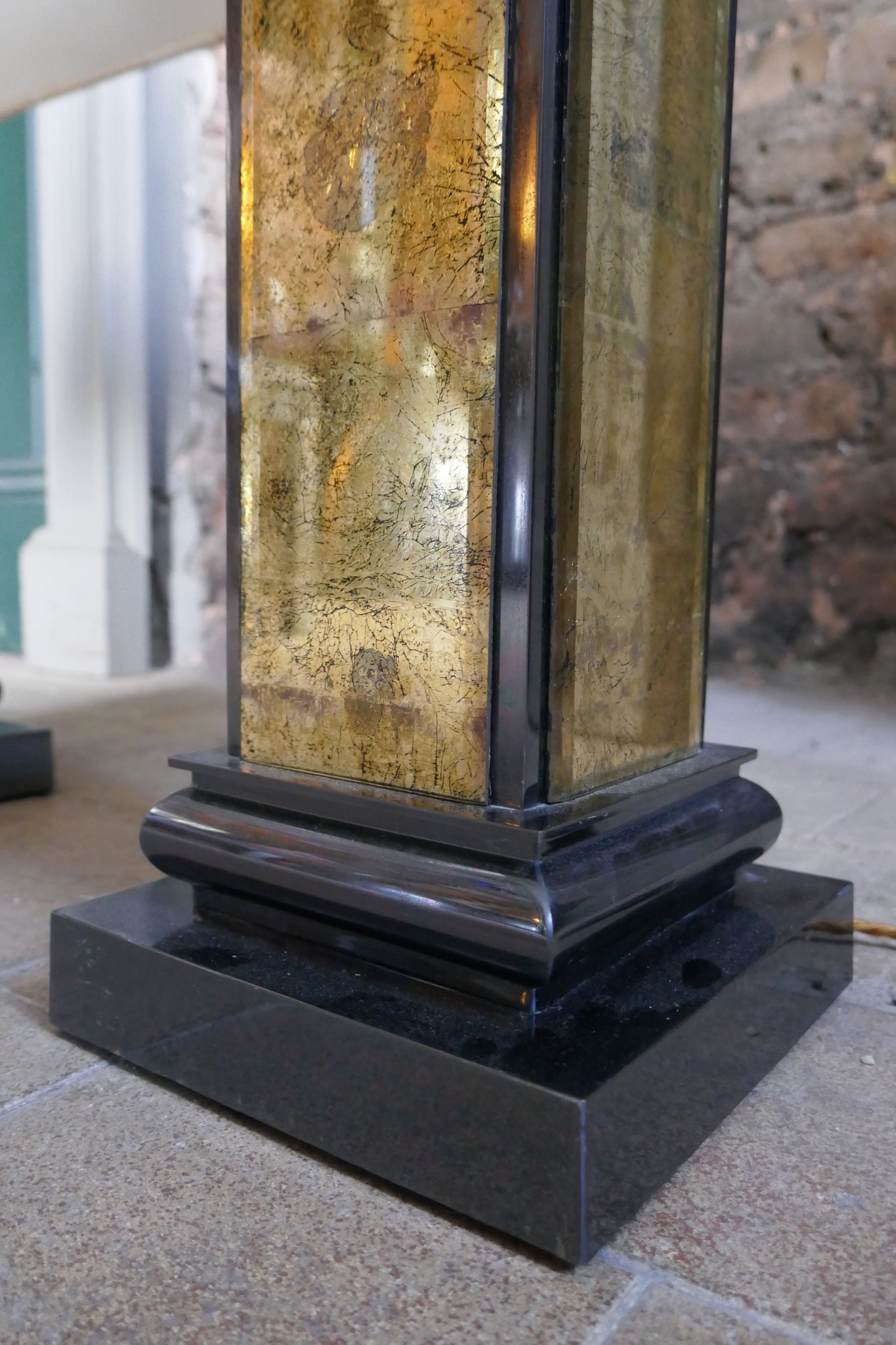 Pair of 1970's verre  eglomise table lamps .