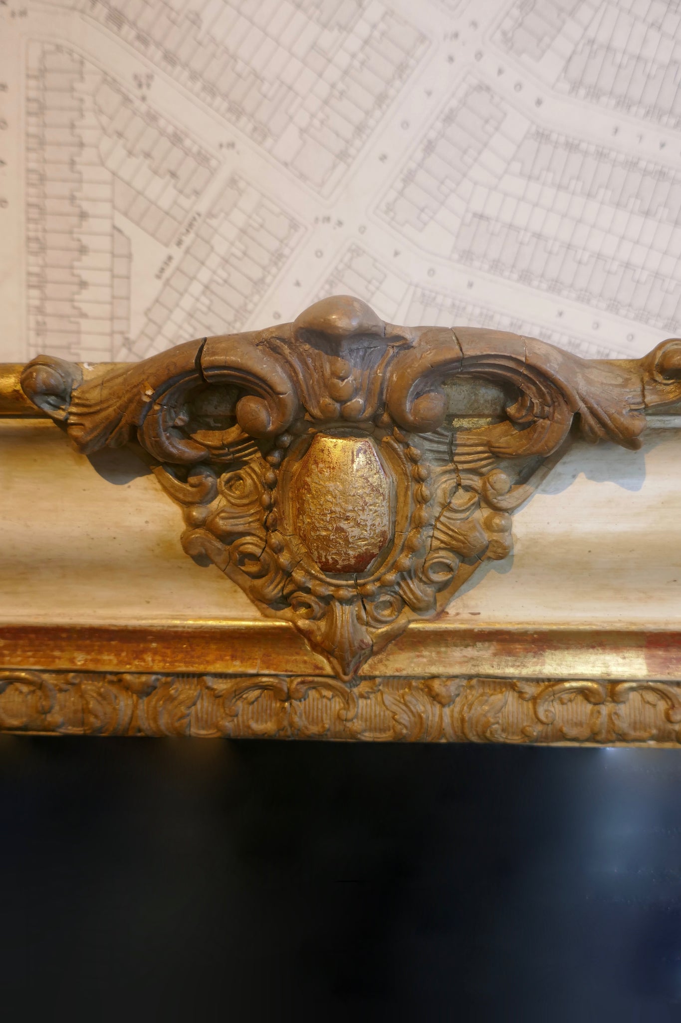 Highly decorative french mirror with original parcel gilt finish and original glass.