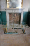 Highly decorative Italian bronze coffee table with Neoclassical column details circa 1970.