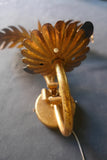Pair of gilt Italian wall lights with palm frond detail circa 1960
