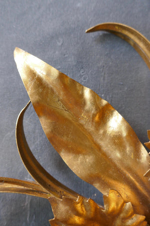 Highly decorative gold Italian ceiling light of floral design circa 1960 .