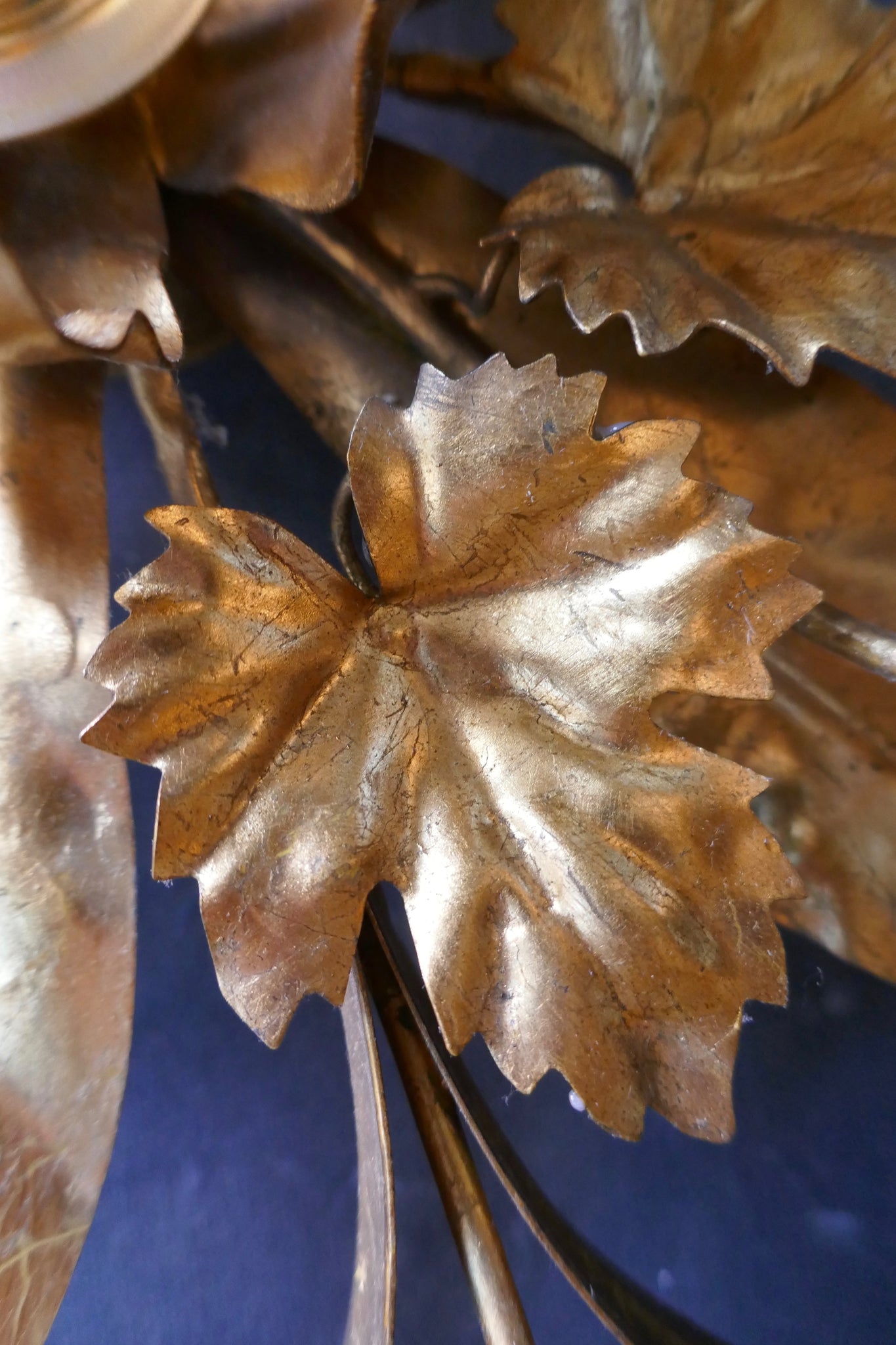 Highly decorative gold Italian ceiling light of floral design circa 1960 .