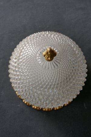 Collection of highly decorative ceiling fixtures with gold plated bronze frames.