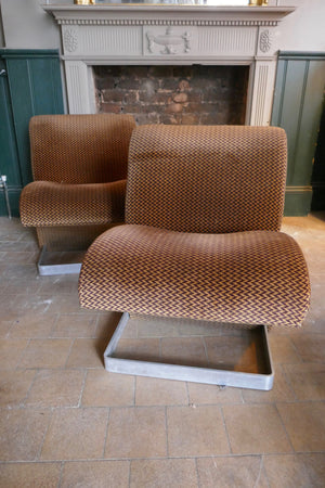 Pair of space age 1970"s chairs with steel bases circa 1970.