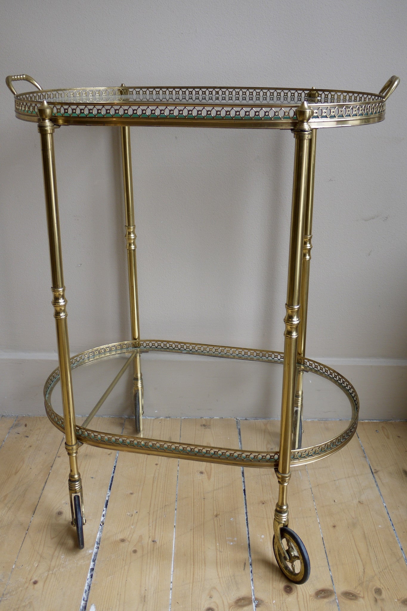 X Large Brass Bar Trolly