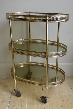 X Three Tier Brass Bar Trolly