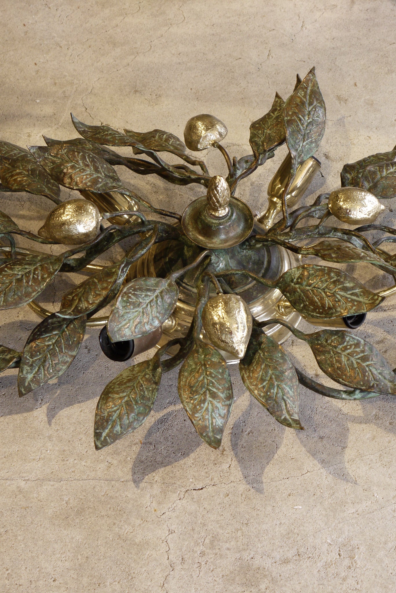 X Amazing Bronze  Ceiling Light with leaves and lemons.